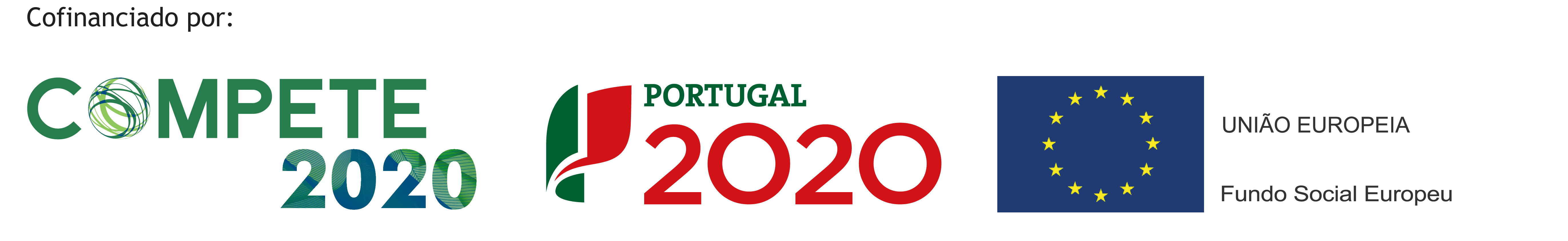 Imagem com os logotipos do Compete 2020, Portugal 2020 e dos Fundos Europeus Estruturais e de Investimento da União Europeia