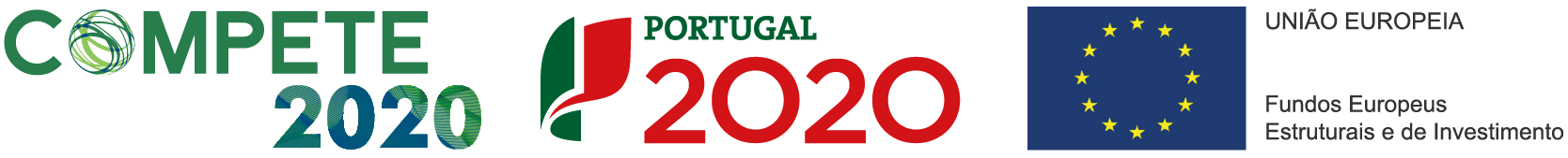Imagem com os logotipos do Compete 2020, Portugal 2020 e dos Fundos Europeus Estruturais e de Investimento da União Europeia